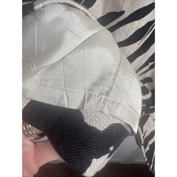 Michael Kors 100% Linen Abstract Sleeveless Shift Dress Size 12 Khaki & Black - Picture 5 of 9